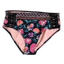 Time and Tru Dark Floral High Waist Bikini Bottom Size L Elevated Gatsby... - €8,54 EUR