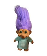 Troll Doll Vintage 1991 Tn&#39;t Get Well Soon Purple Hair Troll In Hospital... - £9.83 GBP