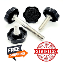 3/8&quot; Thumb Screw Bolts Black Round 6 Point Clamping Hand Knob Stainless Steel - £9.02 GBP+