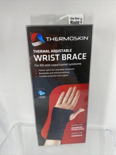 Thermoskin Adjustable Wrist Hand Brace Black Right One Size 80181 Rsi Ca... - $14.10