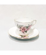 Royal Kendall Fine Bone China England Tea Cup and Saucer Pink Flowers Le... - £14.79 GBP