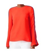 Galvan London Misti Red Blue Trim Long Sleeve Blouse size S / 4 Professi... - $49.79 CAD