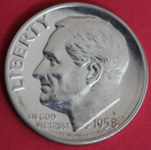 1958 Silver Proof Roosevelt Dime Exact Coin Shown Fast Shipping OCE 108 - £9.27 GBP