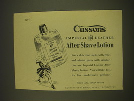 1955 Cussons Imperial Leather After Shave Lotion Advertisement - £14.72 GBP