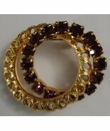 Double Ring Purple Rhinestone Brooch Scarf Pin Vintage - $9.49 CAD