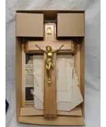 Vintage Wood 13&quot; Crucifex Cross With Holy Water Candle Compartment And L... - $34.65
