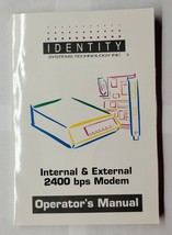 Identity Systems Technology Internal External 2400 bps Modem Operator&#39;s ... - £7.81 GBP