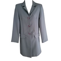 Women&#39;s Gray Single Breasted Long Length Blazer Size M/6 - £18.63 GBP