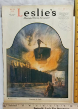 1919 Magazine Cover Art EMPTYING THE LADLE Leslie&#39;s Weekly STEEL WORK Ba... - £5.27 GBP