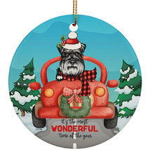 Cute Miniature Schnauzer Dog Ride Car The Most Time Of Year Xmas Circle ... - $19.75