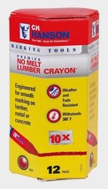 12 C.H. Hanson No Melt RED Lumber Crayon 4.5&quot;  Marking Tool Weather Resi... - £36.16 GBP
