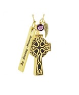 Celtic Cross Gold Cremation Pendant Urn - Love Charms™ Option - $59.95