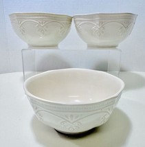 The Pioneer Woman Farmhouse Lace Linen Set Of 3 Raised Pattern Soup Cereal Bowls - £15.94 GBP