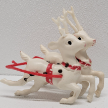 Vintage Rudolph White Plastic Blow Mold Christmas Reindeer Red Harness  - £18.67 GBP
