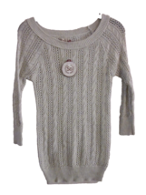 SO Sweater Women XSmall 3/4 Sleeve Crew Neck Pullover Solid Beige Open-Knit - $10.99
