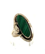 Vintage Signed Sterling Gfis Mexico Southwest Oval Green Malachite Stone... - $1,034.92 MXN
