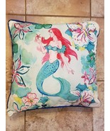 Accent Pillow Mermaid Watercolor, 15&quot; x 15&quot; Reversible ~ one corner damaged - £23.21 GBP