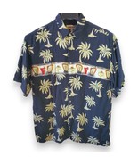 Vintage Campia Moda Hawaiian Tiki Shirt Men&#39;s L Palm Trees Cocktails Rayon - $34.21 CAD