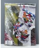 NEW Bucilla Christmas Stocking Kit Plaid Embroidery &amp; Felt Snowman Sequi... - $1,291.70 MXN