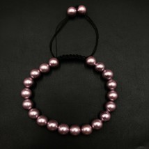 Cultured Pink Shell Pearl 8x8 mm Round Beads Thread Bracelet TB-118 - £10.27 GBP