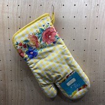 Pioneer Woman Delaney Gingham Oven Mitt Yellow Checks Farmhouse Country Floral  - £9.67 GBP