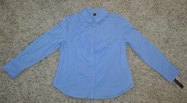 Womens Shirt Dana Buchman Blue Button Front Long Sleeve Blouse-size 16 - £14.08 GBP
