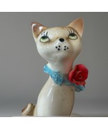 VTG Tall Kitschy Japan Porcelain Cat Rose Collar Long Neck Gorgeous Eyes ✨ - $557.49 MXN