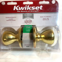 Kwikset Hall &amp; Closet Door Handle Set Polished Brass Gold New Sealed - £10.98 GBP