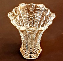 Dot Bar Ladder Glass Vase VTG Anchor Hocking Flared Trumpet Pressed Patt... - $12.79