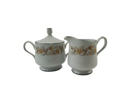 Carlion ROSEALYN Ceramic Creamer &amp; Sugar Bowl Floral Silver Trim 520 Japan - $14.39