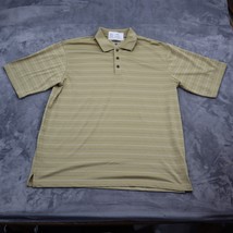 Pebble Beach Shirt Mens L Beige Short Sleeve Spread Collar Pinstripe Button Polo - £17.88 GBP