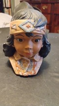 Native American Porcelain Ceramic Doll Native American Indian Young Girl Headban - £11.52 GBP