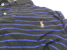 Polo Ralph Lauren Men's XL "Pima Soft Touch" Cotton Polo Shirt Striped Blue - £19.92 GBP