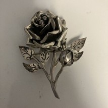 Rose Brooch Pin 925 Mexico TC-160 Sterling Silver Taxco Signed Heavy 20g - £38.89 GBP