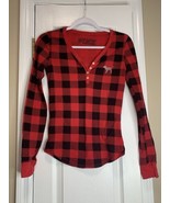 I Only Sleep In Pink Red Plaid Long Sleeves Thermal Shirt women’s size S - $10.36