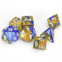 D7 Die Set Dice Gemini Poly (7 Dice) - Blu Gold/Wht - $61.51