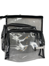 Set of 3 Clear Vinyl Travel Zipper Pouches Black Trim - €8,08 EUR