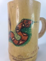 Vintage Bamboo Mug Cup Wood lacquer  Hand Painted Snake Venezuela - $6.79