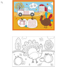 Thanksgiving Fall Fun Party Placemat Fun Kids Activity Kit 8 Ct 2 sided - $5.44