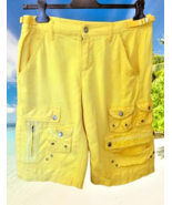 DA-NANG RARE CARGO Washable Silk BLEND Bermuda Shorts YELLOW - S-M - $177.78 CAD