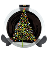 PEGGY KARR Tannenbaum Christmas tree plate - fused art glass 8&quot; black co... - £47.65 GBP