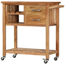 vidaXL Kitchen Trolley 31.5&quot;x17.7&quot;x35.8&quot; Solid Wood Acacia - £283.50 GBP