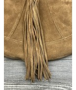 Lucky Brand Leather Suede Shoulder Bag Boho Fringe Braid Brown Satchel Hobo - £38.75 GBP