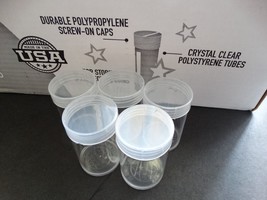 5 Whitman Large Dollar Round Clear Plastic Coin Storage Tubes w/ Screw On Caps - $8.49