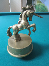 Vintage Brass Unicorn Figure Music Box Figurine &quot;Born Free&quot; 6&quot; Original - £98.92 GBP