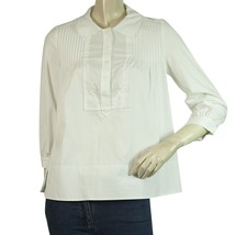 Diane Von Furstenberg DVF KAY White Cotton Back Pleats Button Tunic Shir... - $157.41