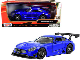 Mercedes AMG GT3 Bright Blue Diecast Model Car Motormax - $665.71 MXN