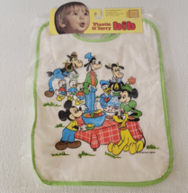 Vintage 1972 Baby Bib Plastic &amp; Terry Disney Mickey Minnie &amp; Friends Glenco - $293.39 MXN