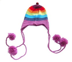 Alpakaandmore Womens Rainbow Andean Alpaca Wool Chullo Hat Ear Flips (One Size) - £20.93 GBP