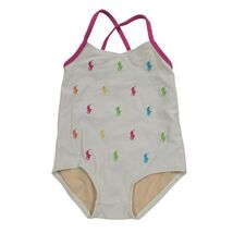 Ralph Lauren Baby Girl 9M White Pink Multicolor Bright Pony One Piece Sw... - $19.80